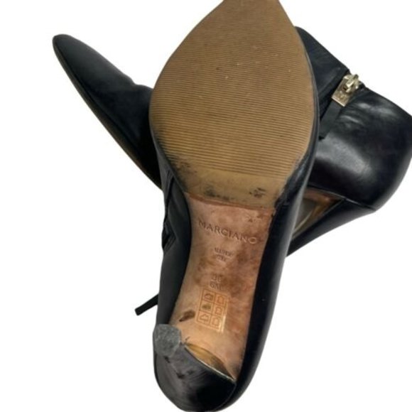 Marciano Guess Stiletto Heel Black Booties Soft Leather Size 6 36 Gold Trim a19 - Picture 9 of 12